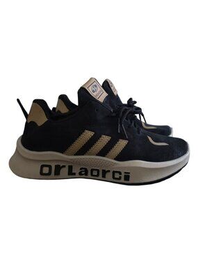 OrLaorci Mens Black Beige Casual Sneakers Size 40 Lightweight Comfort Shoes.